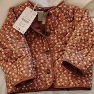 Zara Kids Floral Quilted Puffer Jacket - Brown